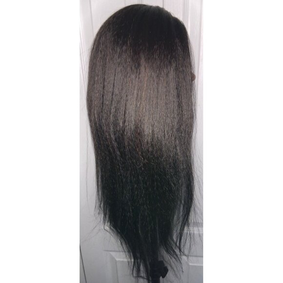 3 in 1 Half Wig Synthetic Kinky Straight 200 Density 20 inch Glueless 1B Black - Picture 5 of 10